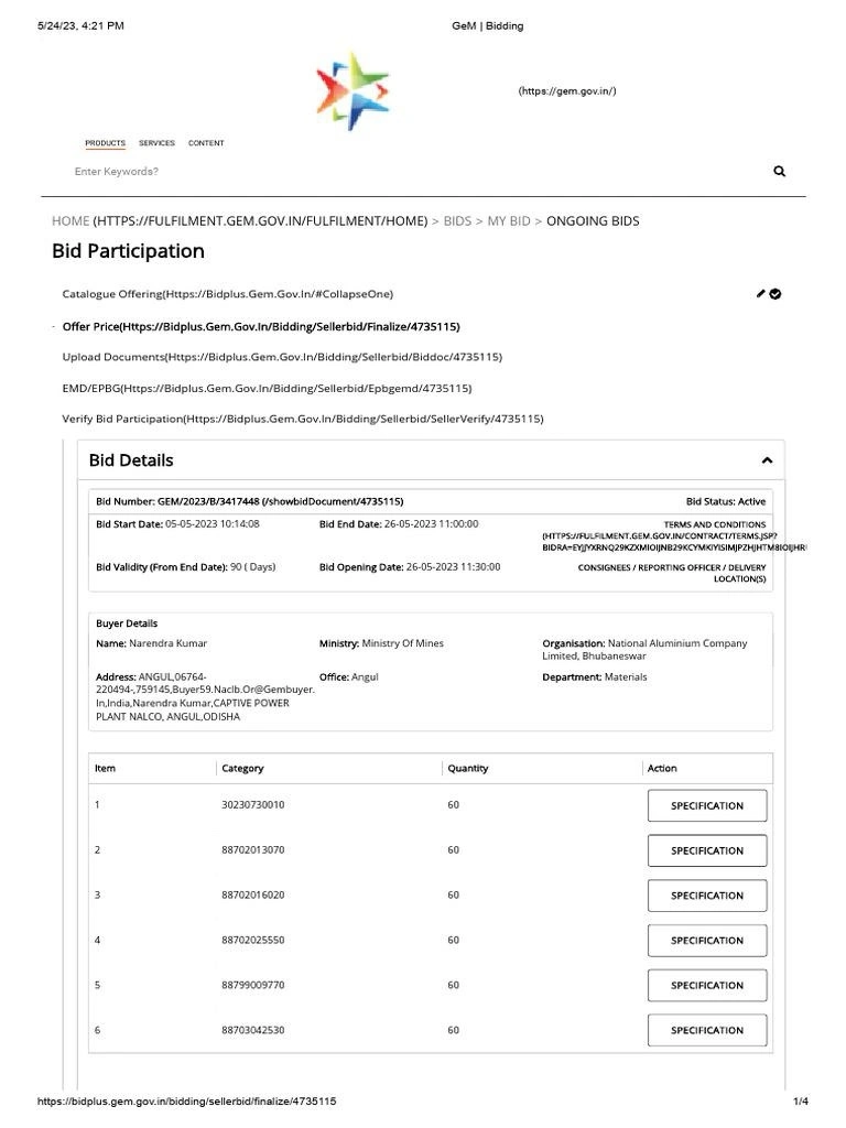 gem tender-search-bidding