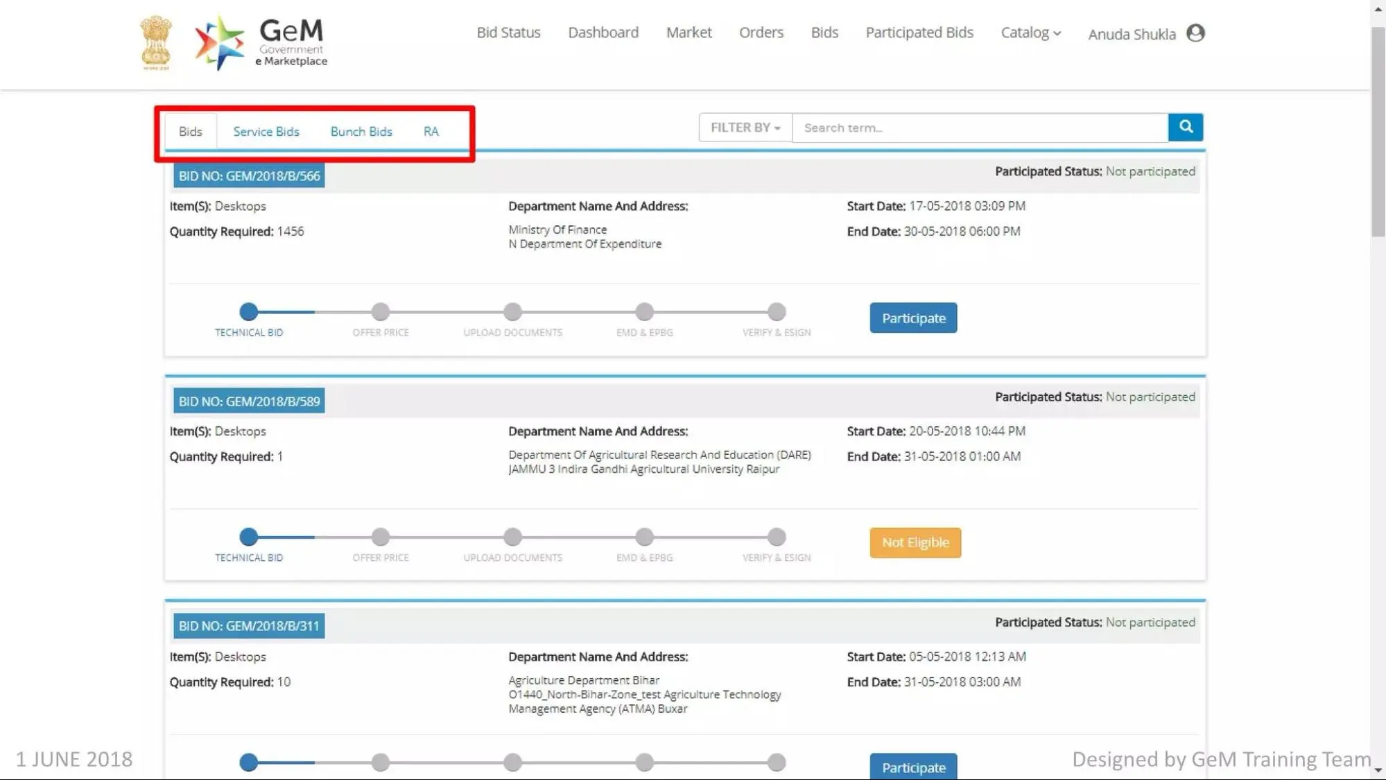 gem tender-search-bidding