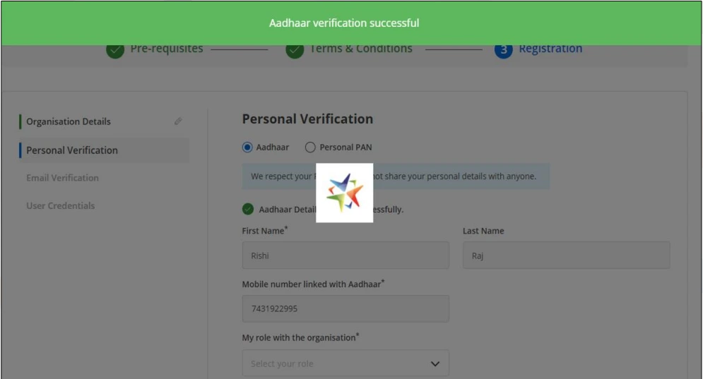 Aadhaar verification prompt