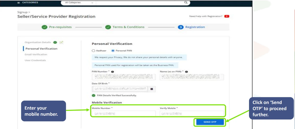 Enter mobile number for verification