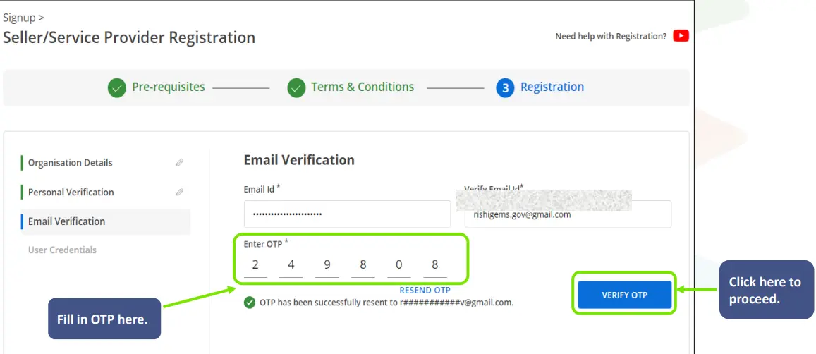 Enter email OTP