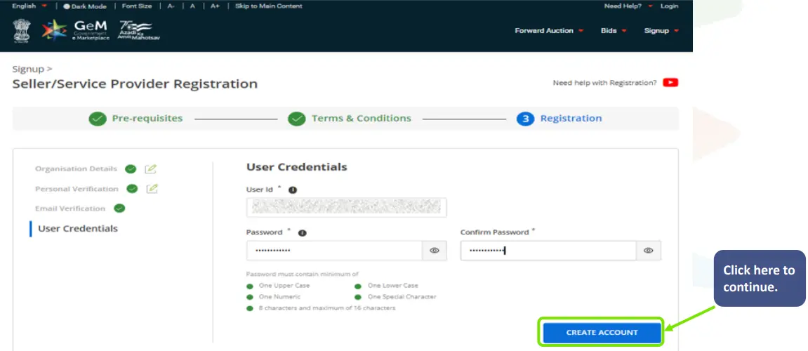 Set user ID and Password