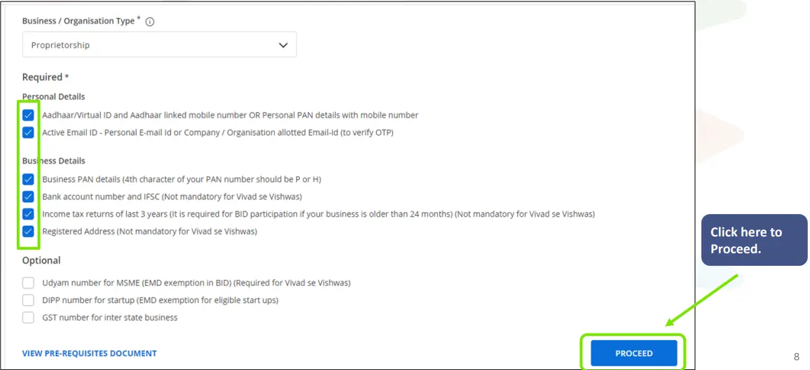 Select mandatory checkboxes
