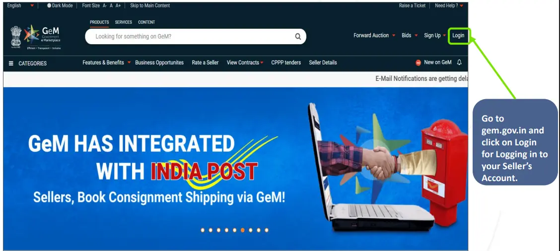 GeM Portal Homepage